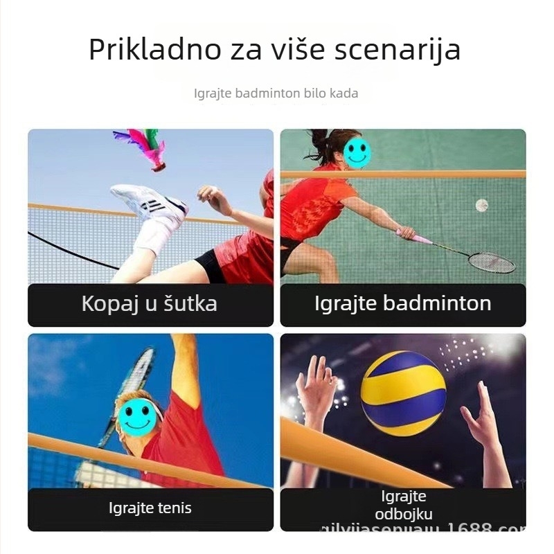 Mreža za badminton za unutarnju upotrebu, standardni natjecateljski model, sklopiva prijenosna konstrukcija, Lamination marka, prilagodljiva, pogodna za stolni tenis i badminton