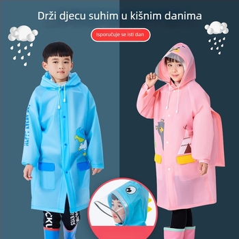 Dječji EVA kišni kaput s džepom za školski ruksak, pončo od jednog komada, crtani stil, debela tkanina