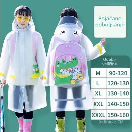 Dječji EVA kišni kaput s džepom za školski ruksak, pončo od jednog komada, crtani stil, debela tkanina