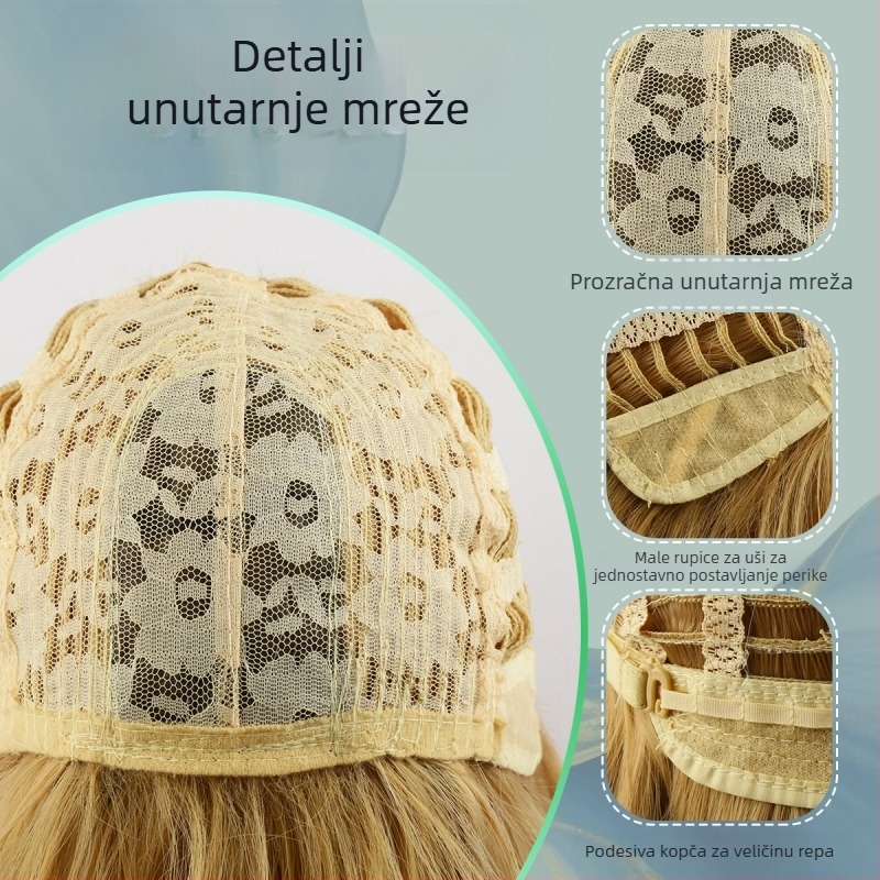 Duga kovrčava perika s Qi fringe, Lolita stil, model S121, vlakna otporna na visoke temperature, mehanička konstrukcija, za dnevnu nosnju ili zabavni izgled