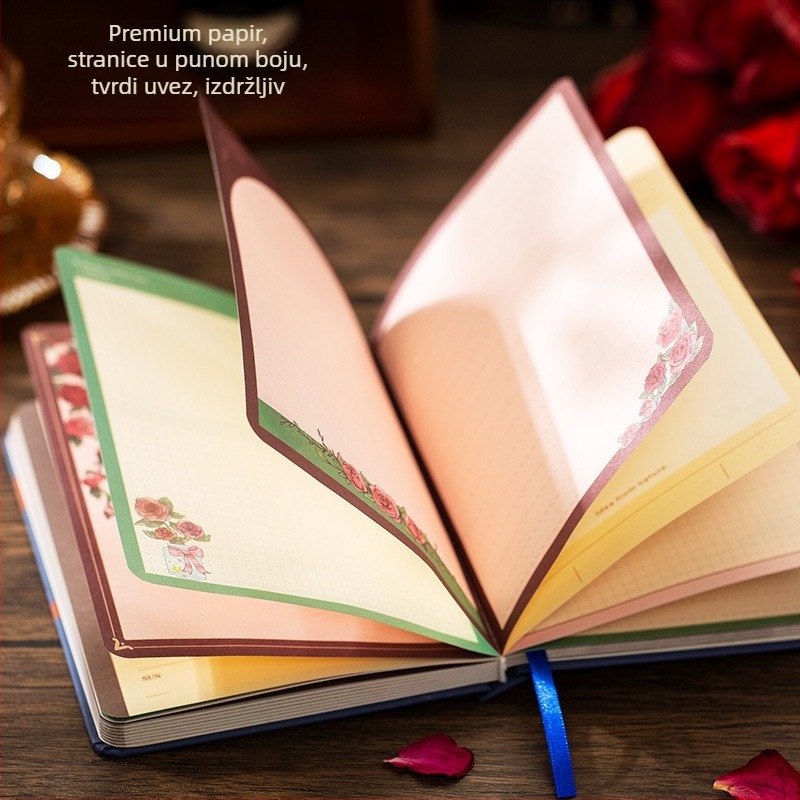Rose Star Series bilježnica s kreativnim ilustracijama, ljepilo povezivanje, 196 stranica, papir za pisanje, papirnata korica