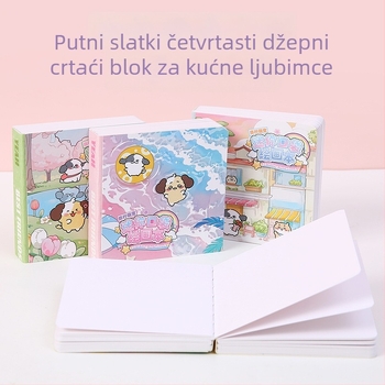 Prijenosna kvadratna bilježnica za crtanje s dizajnom slatkog kućnog ljubimca i praznim stranicama