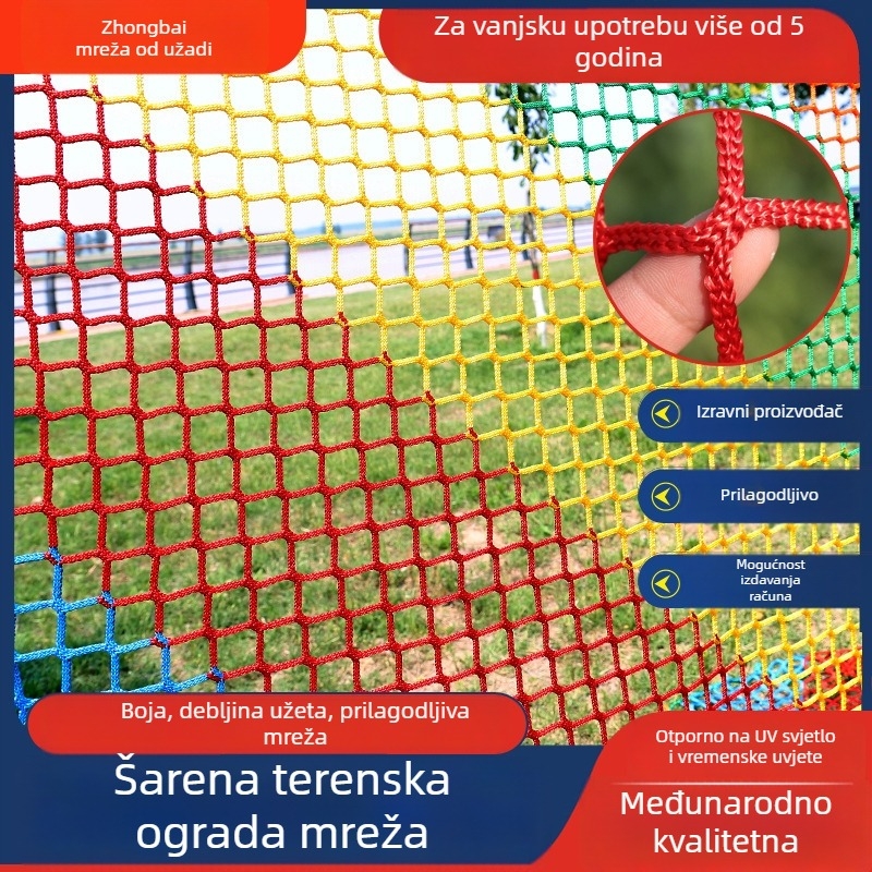 Mreža za sportska igrališta bez čvorova – PE, model 0023, vanjska upotreba, prilagodljiva