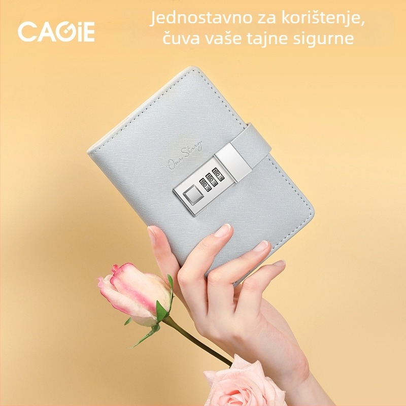 bilježnica CAGIE/kajie s PU koricom, linijsko uvezivanje, 256 stranica, papir 100 g sirove drvene mase, poslovni uredski stil