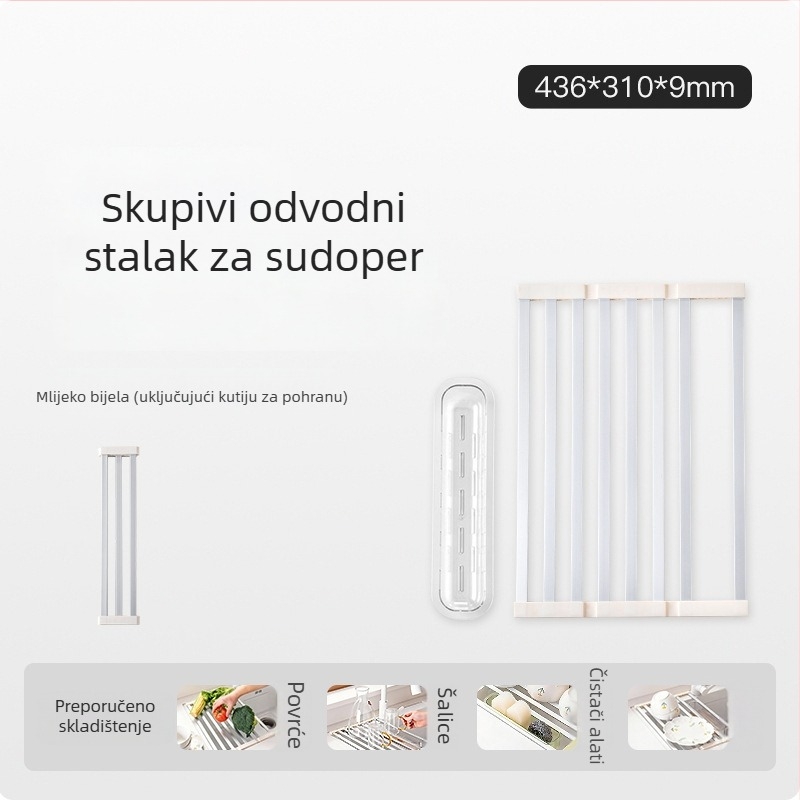 Sklopiva polica za sušenje posuđa za sudoper, silikon, podni stalak KE026