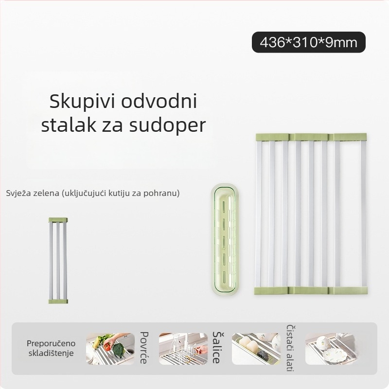 Sklopiva polica za sušenje posuđa za sudoper, silikon, podni stalak KE026