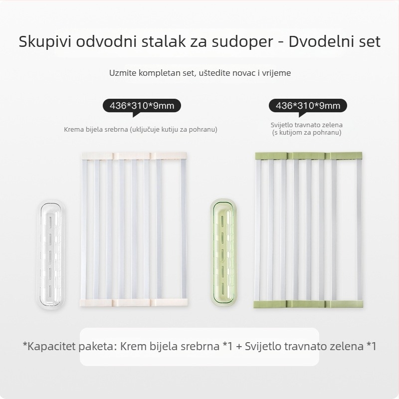 Sklopiva polica za sušenje posuđa za sudoper, silikon, podni stalak KE026