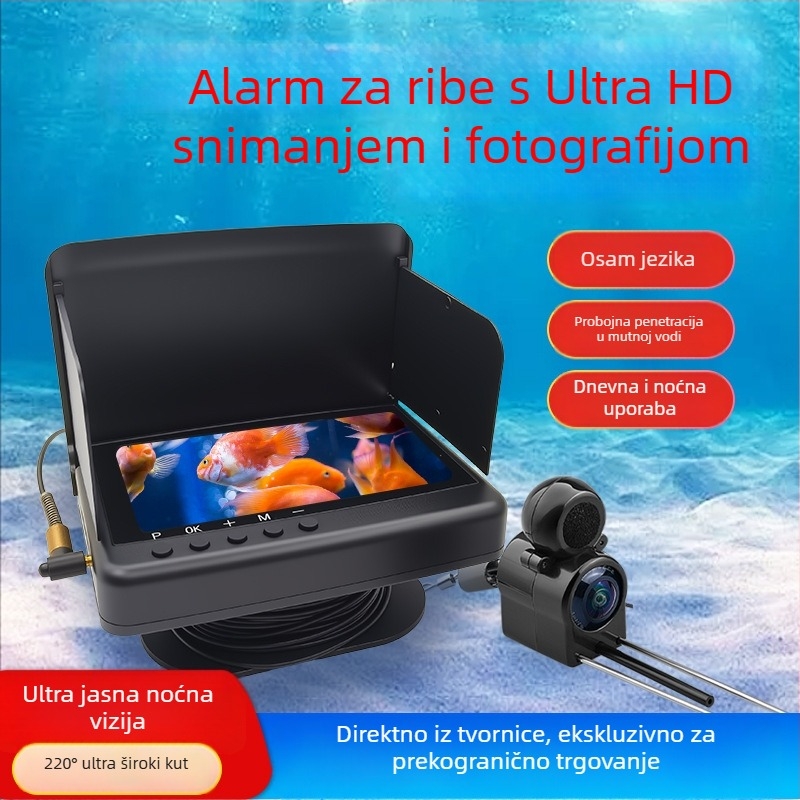 Podvodna ribarska kamera 1080P, 4K ekran, snimanje fotografija i videa, dubina 0,6-30 m, napajanje DC 10-18V
