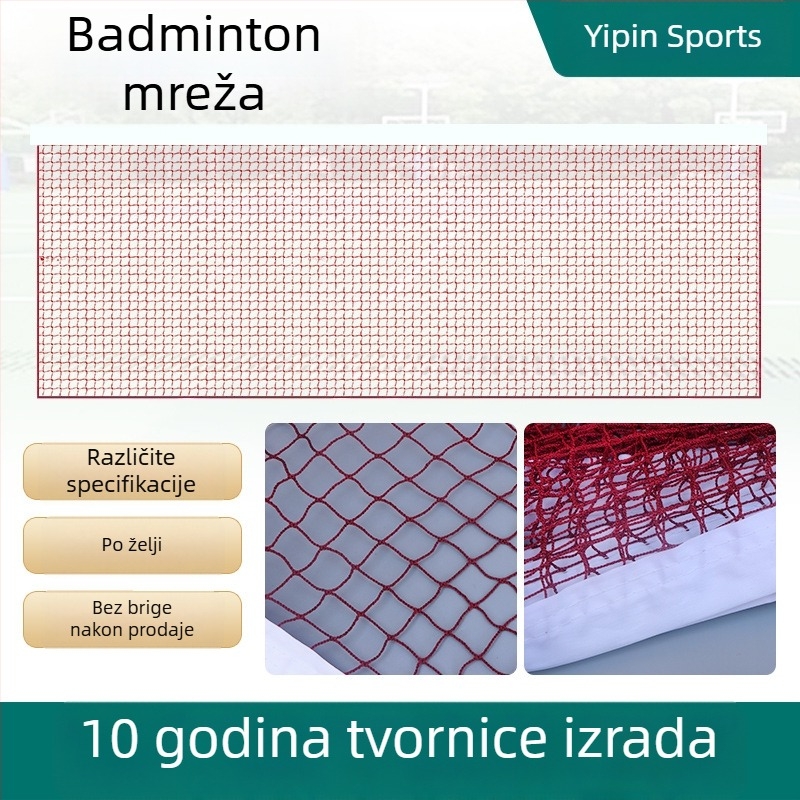 Badminton mreža za unutarnju i vanjsku uporabu – prijenosna, izdržljiva mreža od polipropilena, rubovi od najlona ili čeličnog užeta, podesiva duljina