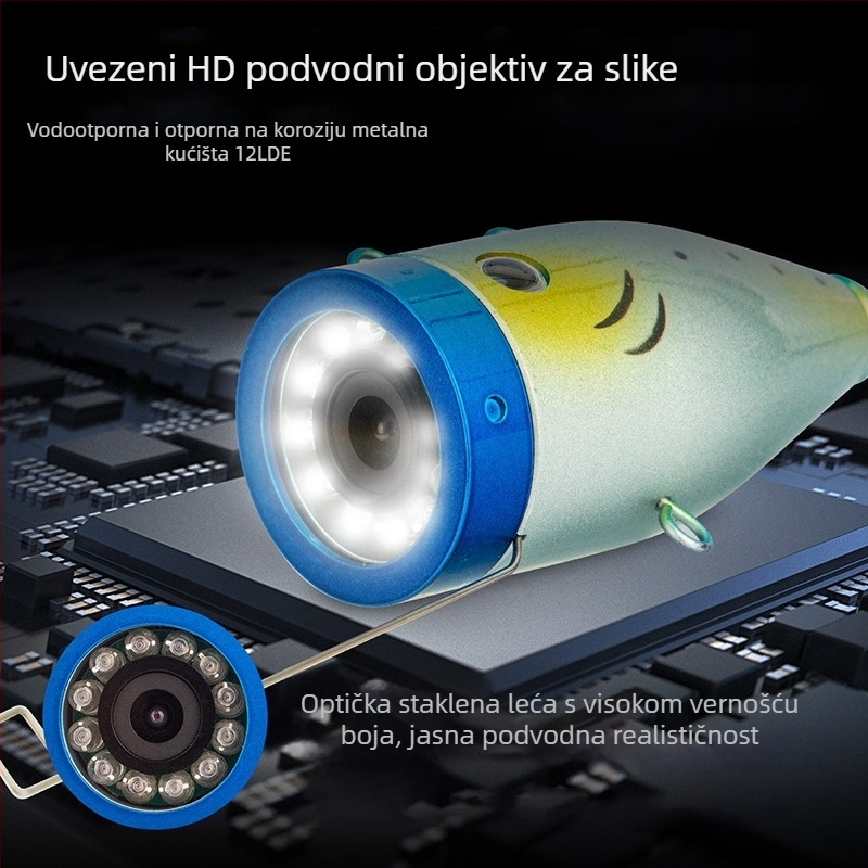 7-inčni vodootporni ribolovni endoskop s 120° vidnim kutem, IP66, radna duljina 1000 mm, rezolucija 200 piksela