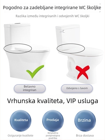 Set ventila za ispiranje od 3 inča za monoblok WC šolju s velikim promjerom odvodnog ventila i debelim odvodenim cijevima