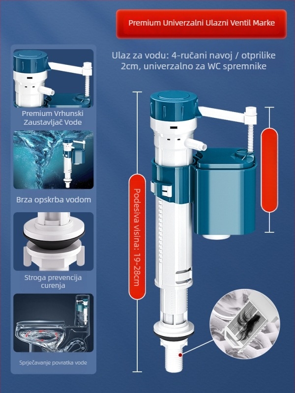 Set ventila za ispiranje od 3 inča za monoblok WC šolju s velikim promjerom odvodnog ventila i debelim odvodenim cijevima
