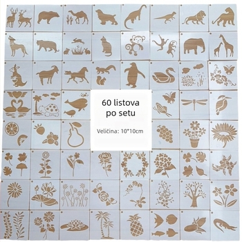 Eun-Lok Novi 60 Plastična Kvadratna DIY Šablona za Ilustracije Biljaka i Životinja, Prilagodljiva uz Logo