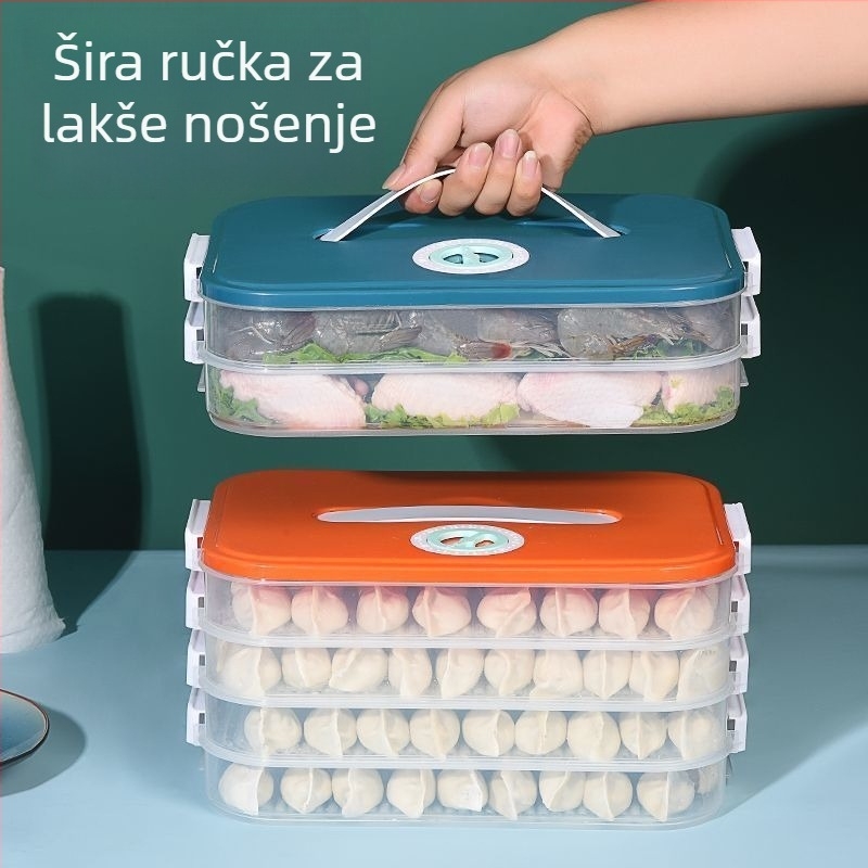 Kutija za knedle za ručak — jednoslojna, zamrziva, s poklopcem, pregradama, mikrovalno sigurna