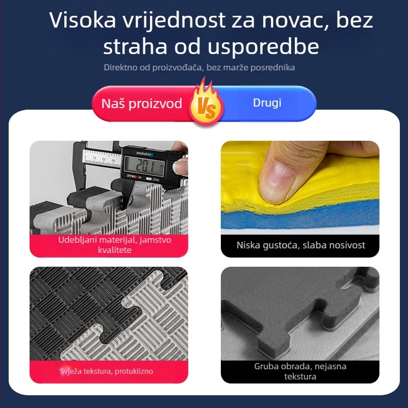 Podna prostirka za teretanu za trening borilačkih vještina, boksa i Taekwondo te ples • pjena • kvadratni oblik • periva