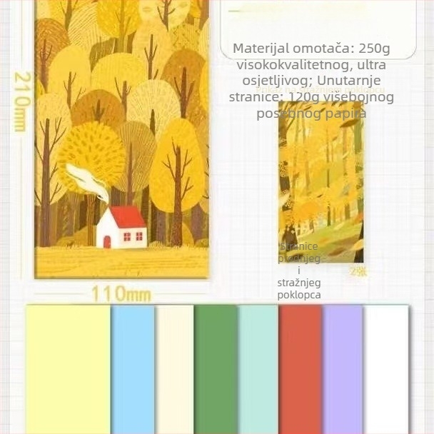 Notebook za putovanja s uljem – sladak DIY, prijenosan; Uvez: francuski preklop; Unutarnji materijal: originalna drvena pulpa; Stranice: 1–50