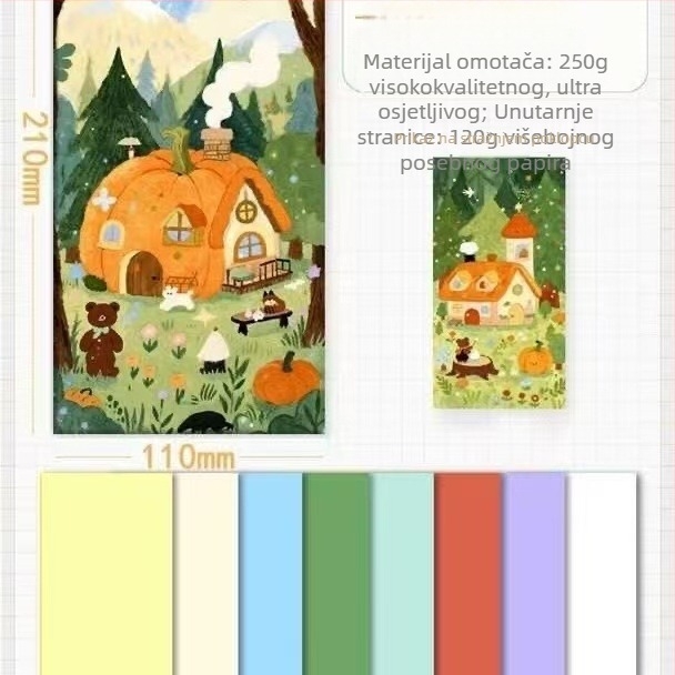Notebook za putovanja s uljem – sladak DIY, prijenosan; Uvez: francuski preklop; Unutarnji materijal: originalna drvena pulpa; Stranice: 1–50