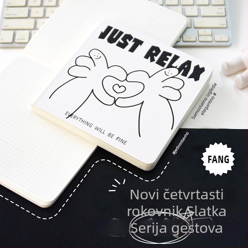 Bilježnica s kvadratnim mrežicama, sladak japansko-korejski stil (ljepilo uvez, papir 80 g, 100-200 stranica, ravno otvaranje)