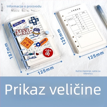 Knjiga za evidenciju - Binder veza, PVC omot, offset papir dvostrani, 60 listova, 80 g, japansko-korejski sladak stil