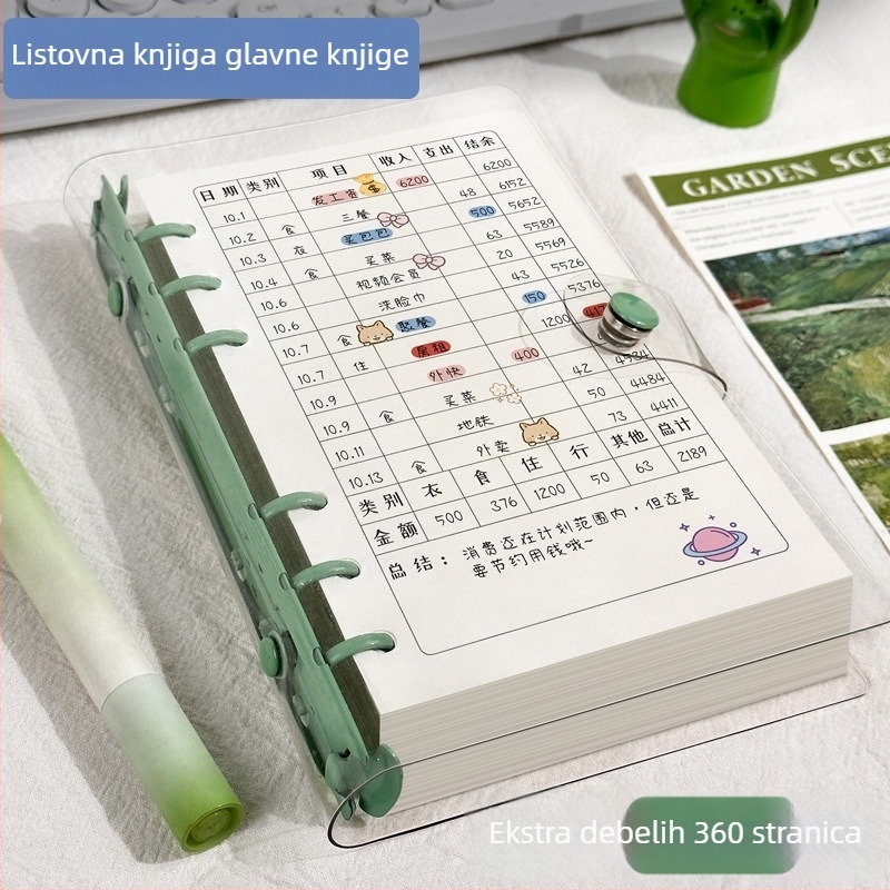 Knjiga za evidenciju - Binder veza, PVC omot, offset papir dvostrani, 60 listova, 80 g, japansko-korejski sladak stil