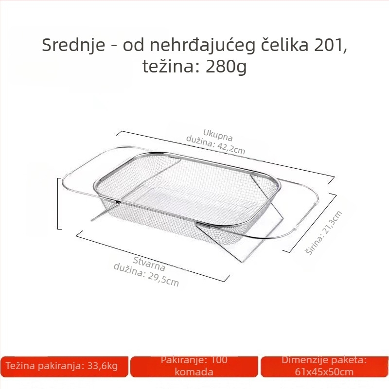 Koš za odvod vode od nehrđajućeg čelika 201, debeli dizajn, izvlačni, za jedan sudoper, pranje povrća u kuhinji
