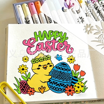 Šablona za crtanje za crtani zeko – PET šablona, model SJX-176, marka Yiwu City Purple Butterfly Crafts Factory