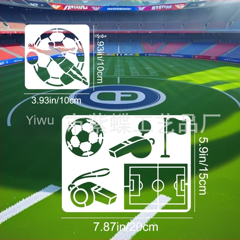 Šablona za nogometnu loptu za DIY slikanje – PET materijal, model ZYR-127, brend Yiwu City Purple Butterfly Crafts Factory