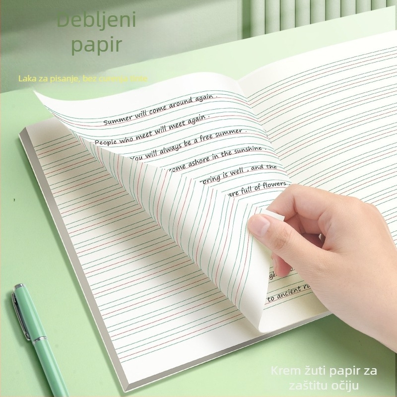 Radna bilježnica za razrede 3–6: sastavljanje, kineski, matematika i engleski; omotnica od papira, sadržaj od papira, 1–50 stranica.