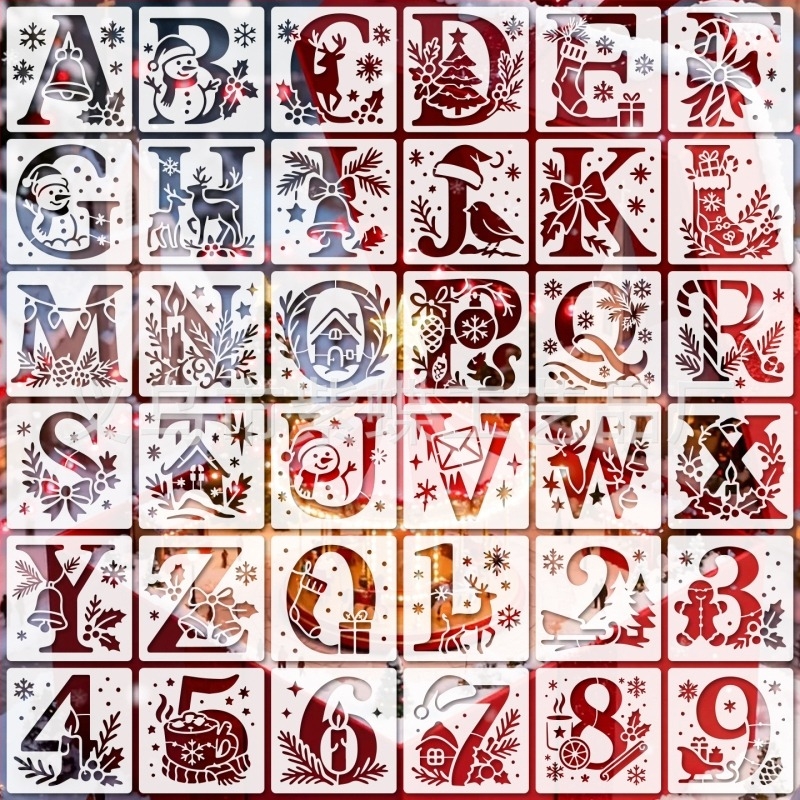 DIY šablona za praznike s alfabetom – PET materijal, model SJX-77, marka Yiwu Zidie Craft Factory, izvoz preko granica ekskluzivno, IP ovlaštenje: Ne