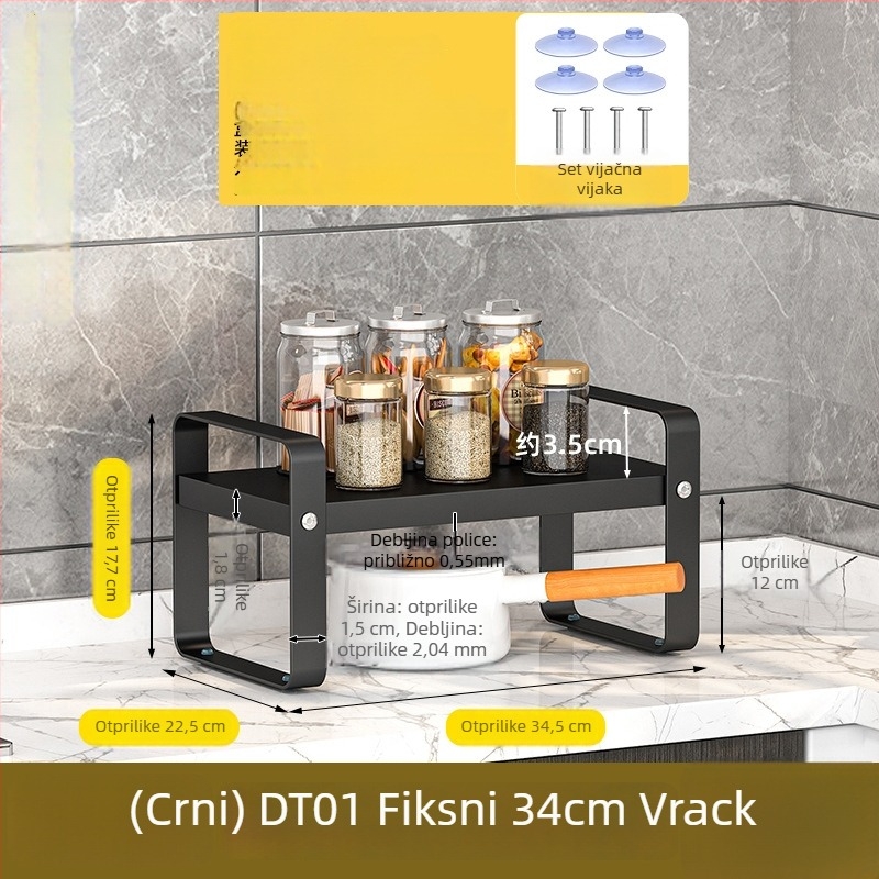 Kuhinjski organizator polica za mikrovalnu pećnicu i pećnicu, podesiv, produživi, pomični, bez montaže, od karbonskog čelika, stolni organizator