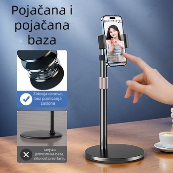 Stalak za stolni telefon – cjelovita metalna konstrukcija, karbonska čelična, protiv podrhtavanja, za snimanje videa i prijenos uživo, Stand-PNZJ-K1, Gushichuan
