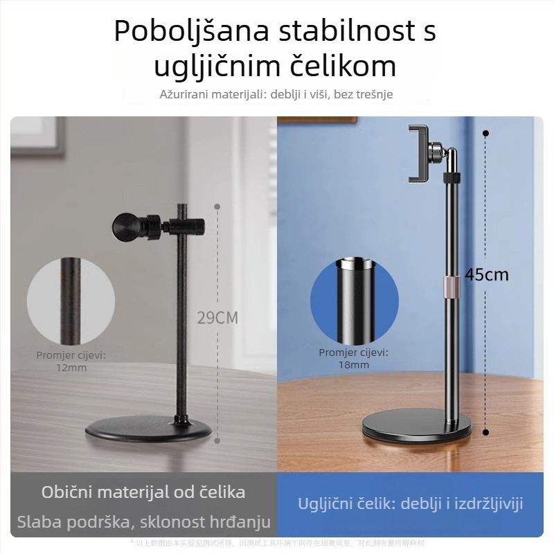 Stalak za stolni telefon – cjelovita metalna konstrukcija, karbonska čelična, protiv podrhtavanja, za snimanje videa i prijenos uživo, Stand-PNZJ-K1, Gushichuan
