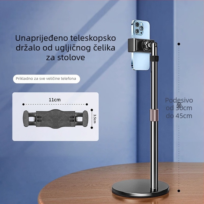 Stalak za stolni telefon – cjelovita metalna konstrukcija, karbonska čelična, protiv podrhtavanja, za snimanje videa i prijenos uživo, Stand-PNZJ-K1, Gushichuan