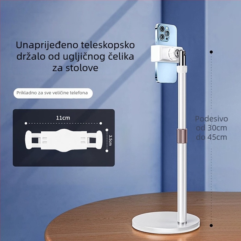 Stalak za stolni telefon – cjelovita metalna konstrukcija, karbonska čelična, protiv podrhtavanja, za snimanje videa i prijenos uživo, Stand-PNZJ-K1, Gushichuan