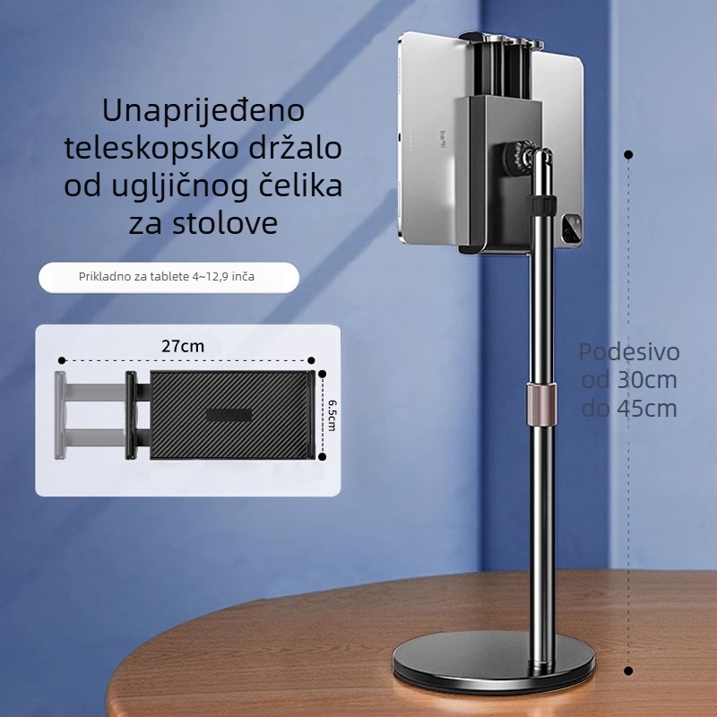 Stalak za stolni telefon – cjelovita metalna konstrukcija, karbonska čelična, protiv podrhtavanja, za snimanje videa i prijenos uživo, Stand-PNZJ-K1, Gushichuan