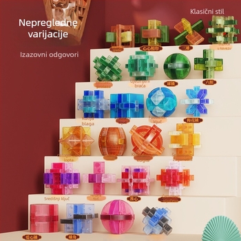 Sanrong Luban lock / Kongming lock puzzle, ABS materijal, trening strpljenja i razvoj kognitivnih sposobnosti, pakiranje u šarenoj kutiji