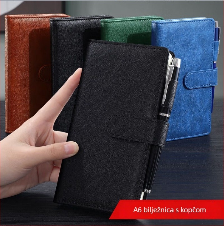 Bilježnica s kopčom od umjetne kože, žično vezanje, Forest papir 80 g/m², 200–300 stranica, poslovni ured stil