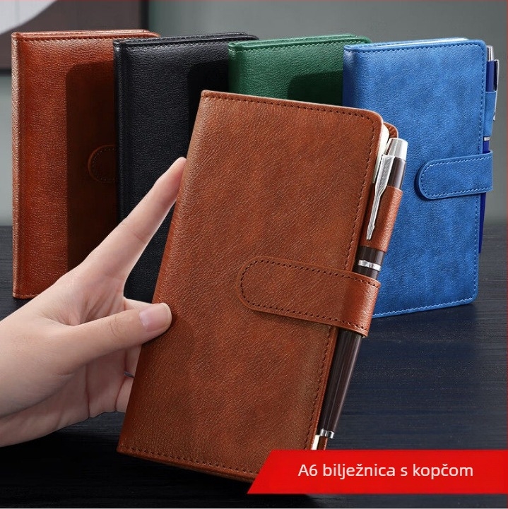 Bilježnica s kopčom od umjetne kože, žično vezanje, Forest papir 80 g/m², 200–300 stranica, poslovni ured stil