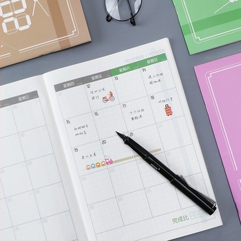 Bilježnica s Riding vezom, 24 lista (48 stranica), Forest papir 80 g, japanski/korejski slatki stil, kalendar 2024