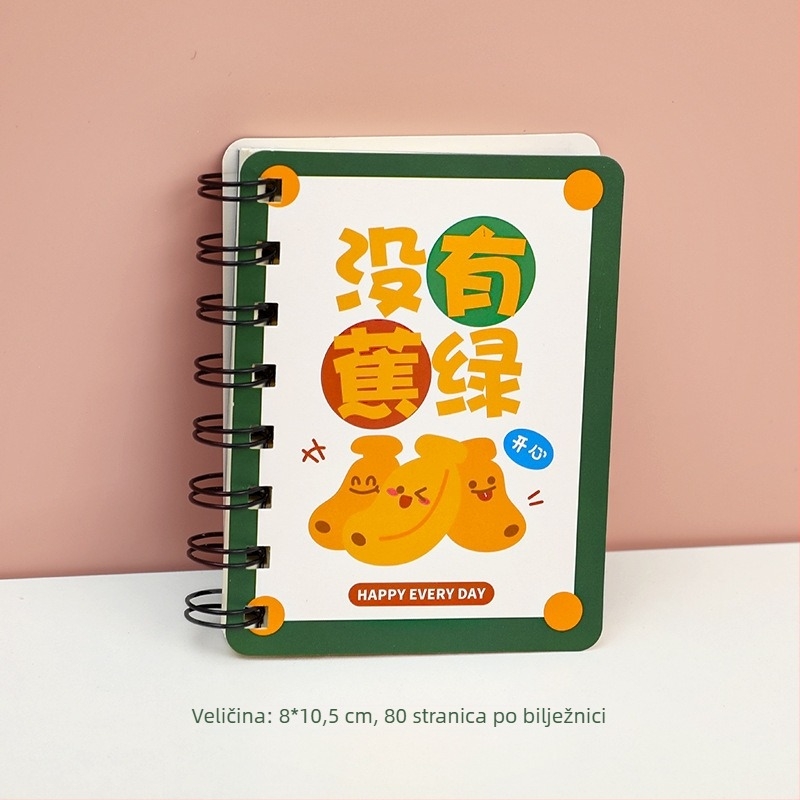 Hangsu A1959 spiralna bilježnica Cartoon Fun Text za vokabular učenika, džepnog formata, 80 stranica, papir 70 g/m², mogućnost prilagodbe