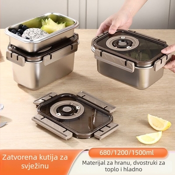304 nehrđajući čelik izolirana kutija za obrok, pravokutnog oblika, zatvorena, kapacitet 3.1-4 L, nije prikladna za mikrovalnu pećnicu (Materijal: 304 nehrđajući čelik; Oblik: pravokutni; Izolirana; Kapacitet: 3.1-4 L; Mikrovalna pećnica: nije prikladna)
