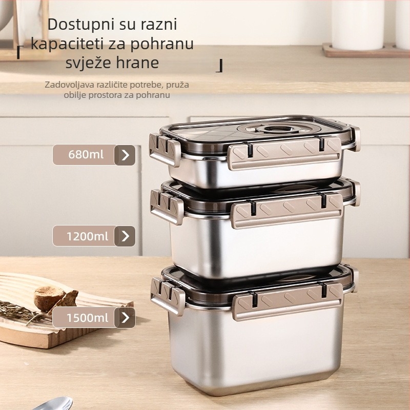 304 nehrđajući čelik izolirana kutija za obrok, pravokutnog oblika, zatvorena, kapacitet 3.1-4 L, nije prikladna za mikrovalnu pećnicu (Materijal: 304 nehrđajući čelik; Oblik: pravokutni; Izolirana; Kapacitet: 3.1-4 L; Mikrovalna pećnica: nije prikladna)