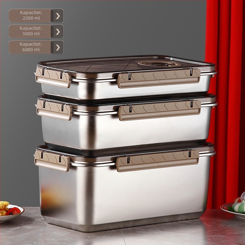 304 nehrđajući čelik izolirana kutija za obrok, pravokutnog oblika, zatvorena, kapacitet 3.1-4 L, nije prikladna za mikrovalnu pećnicu (Materijal: 304 nehrđajući čelik; Oblik: pravokutni; Izolirana; Kapacitet: 3.1-4 L; Mikrovalna pećnica: nije prikladna)