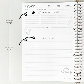 Bilježnica s PP omotom, listovi s 26 rupa, offset papir 120 g, 100–200 stranica, 80 listova