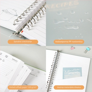 Bilježnica s PP omotom, listovi s 26 rupa, offset papir 120 g, 100–200 stranica, 80 listova