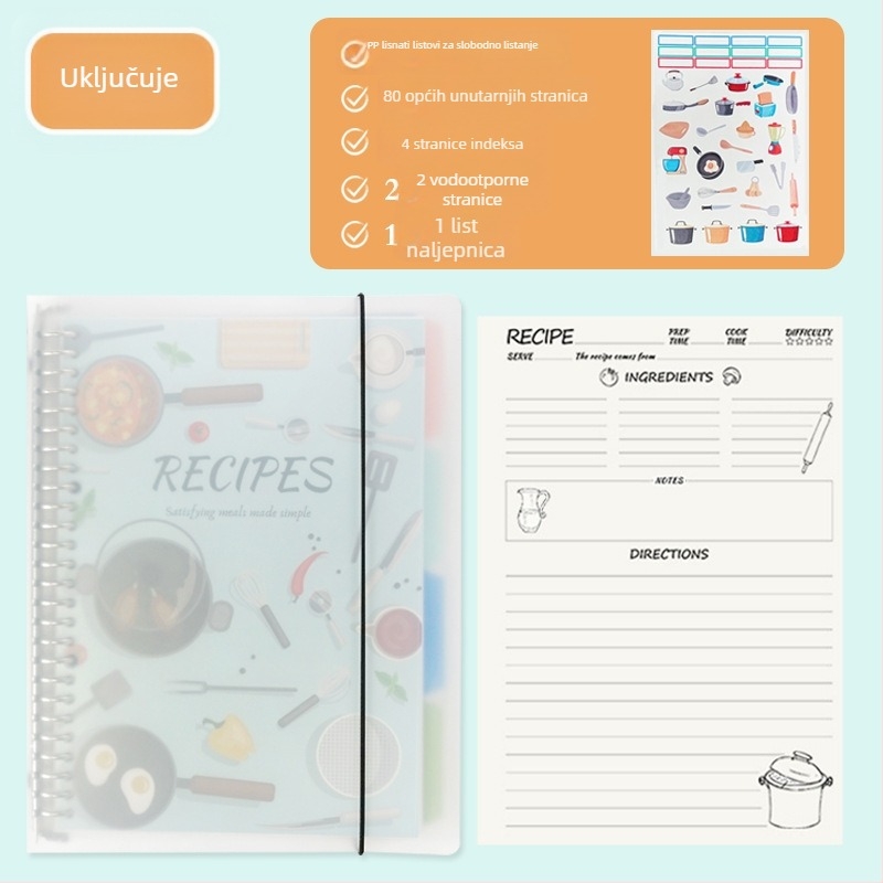 Bilježnica s PP omotom, listovi s 26 rupa, offset papir 120 g, 100–200 stranica, 80 listova