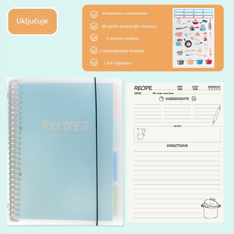 Bilježnica s PP omotom, listovi s 26 rupa, offset papir 120 g, 100–200 stranica, 80 listova