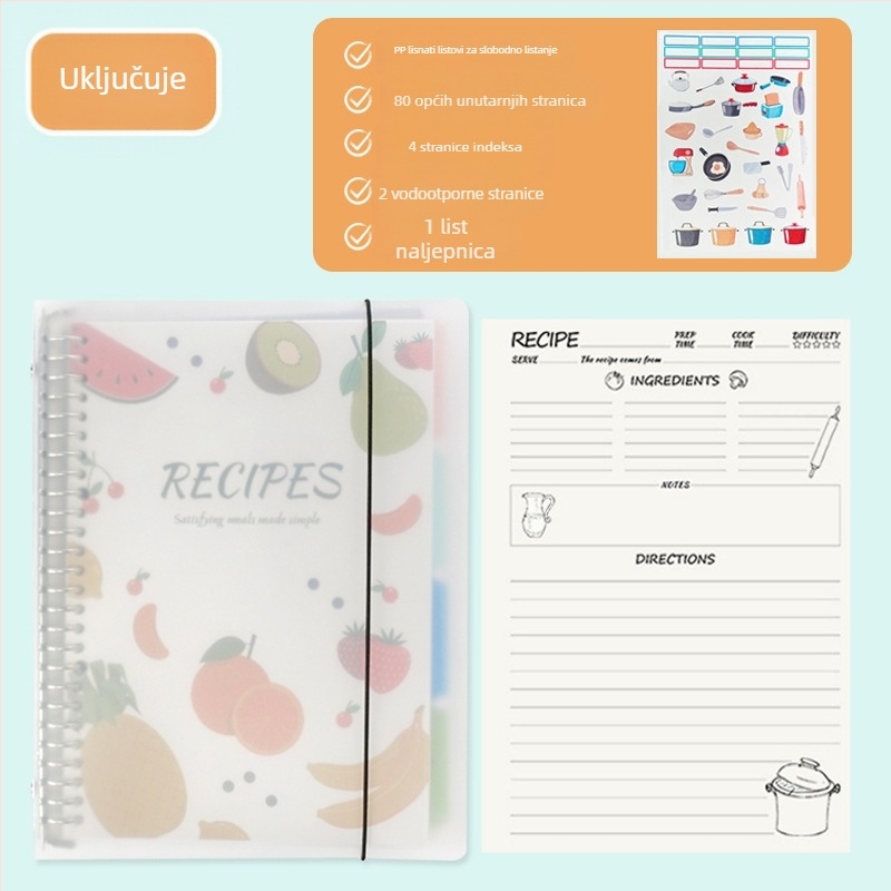 Bilježnica s PP omotom, listovi s 26 rupa, offset papir 120 g, 100–200 stranica, 80 listova