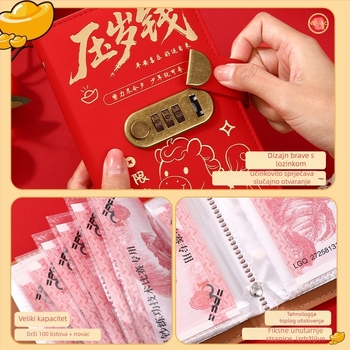 Notebook za štednju s zaključavanjem lozinkom, sladak dizajn kineskog stila, korica od umjetne kože, lijepljeno povezivanje, 100–200 stranica.