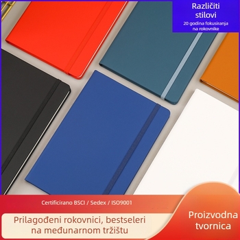 Bilježnica s prilagođenim logom i elastičnim remenom, šavani uvez, Dowling papir 70 g